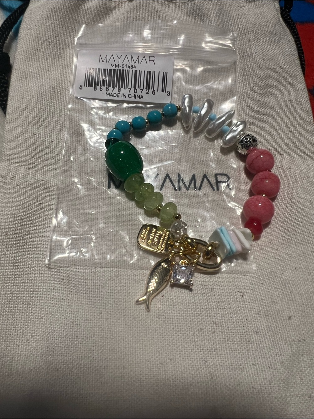 Mayamar Mixed Mother of Pearl and Turquoise Stones (NWT) - Picture 2 of 7